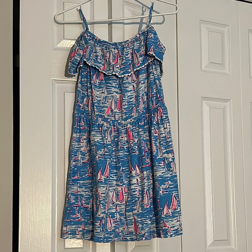 Lilly Pulitzer Blue and Pink Ruffled Smocked Sundress